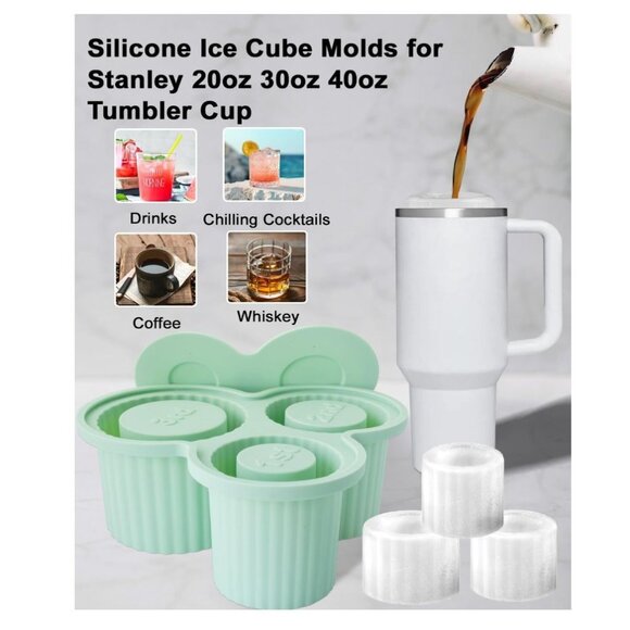 Silicone Ice Cube Mold-3 Cylinder Large Ice Cubes for Freezer - Picture 3 of 6